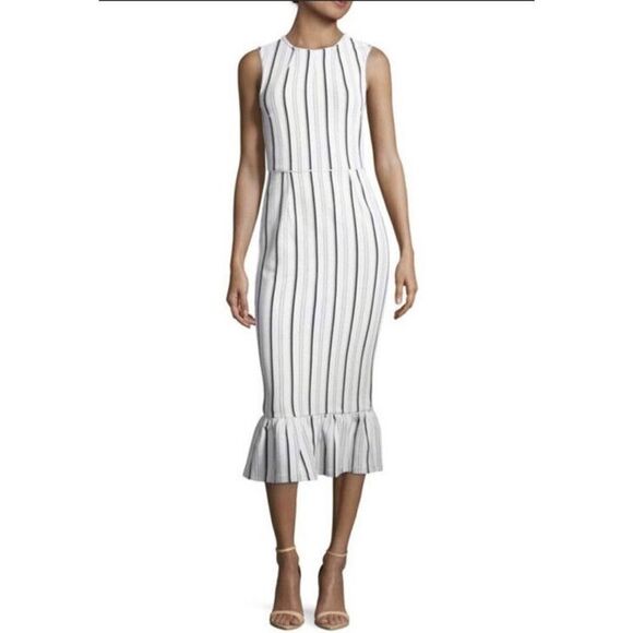 Opening ceremony Womens White Striped Lotus Flutter midi dress size small s - Picture 1 of 12